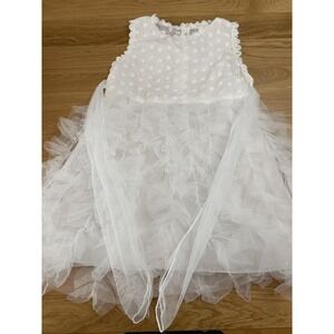 NNJKD 130 Young Girl White Dress Tulle Ruffles Flower Girl Wedding Party Dress
